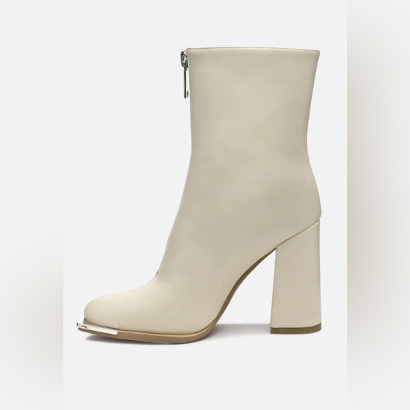 London Rag Flower Blade Western Square Toe Zip Up Ankle Boots - Picture 4 of 9